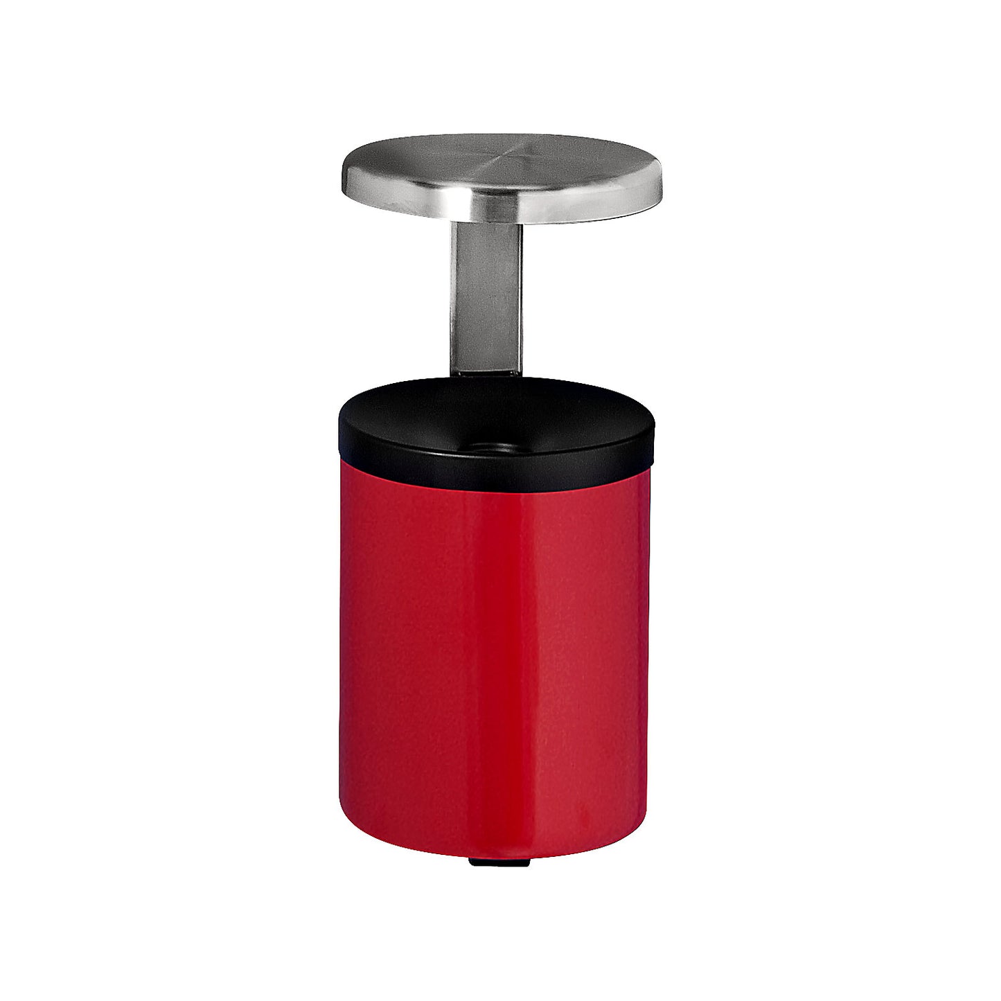 Safety wall ashtray with hood, 5.5 l, height 390 mm, red, sheet steel.
