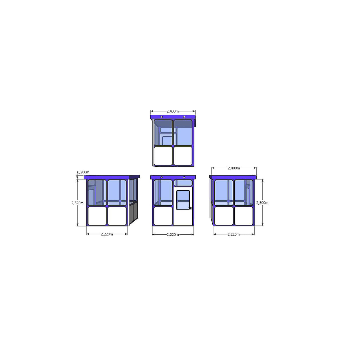 Multi-purpose building, panelling with rounded square pattern, for outdoor areas, LxW 2220 x 2200 mm.
