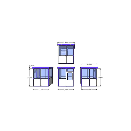 Multi-purpose building, panelling with rounded square pattern, for outdoor areas, LxW 2220 x 2200 mm.
