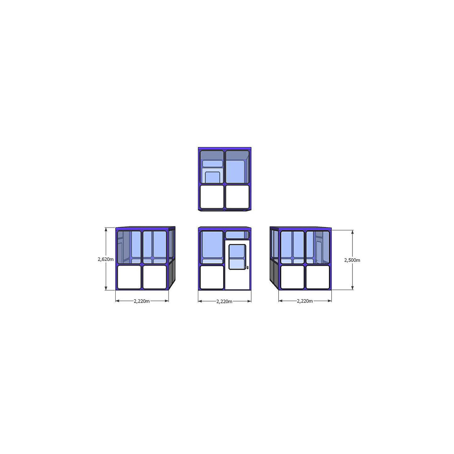 Multi-purpose building, panelling with rounded square pattern, for indoor areas, LxW 2220 x 2200 mm.