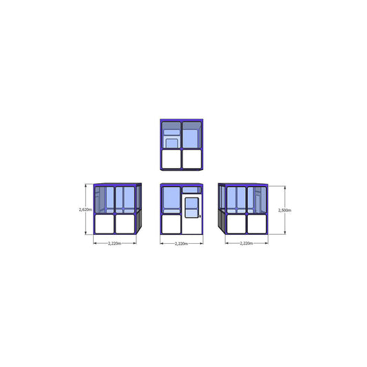 Multi-purpose building, panelling with rounded square pattern, for indoor areas, LxW 2220 x 2200 mm.