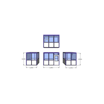 Multi-purpose building, panelling with rounded square pattern, for indoor areas, LxW 3280 x 2220 mm.