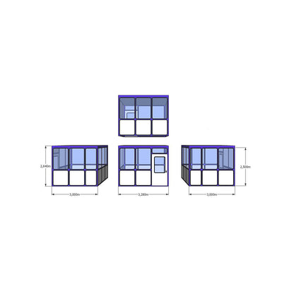 Multi-purpose building, panelling with rounded square pattern, for indoor areas, LxW 3280 x 3000 mm.