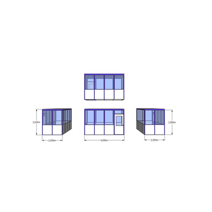 Multi-purpose building, panelling with square pattern, for indoor areas, LxW 4050 x 2050 mm.