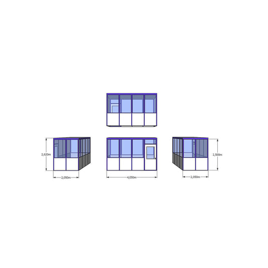 Multi-purpose building, panelling with square pattern, for indoor areas, LxW 4050 x 2050 mm.