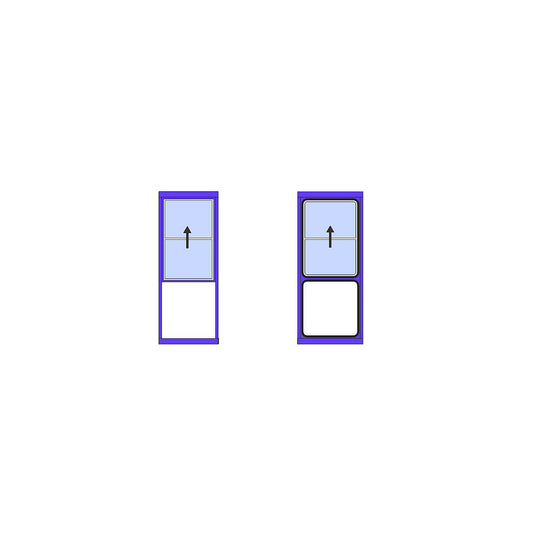 Window for multi-purpose building, wind-up sliding window, upwards, HxW 1400 x 1000 mm.