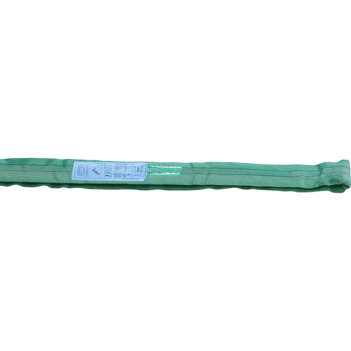 Round sling, max. load single direct 2000 kg, pack of 2, green, extended length 1000 mm.