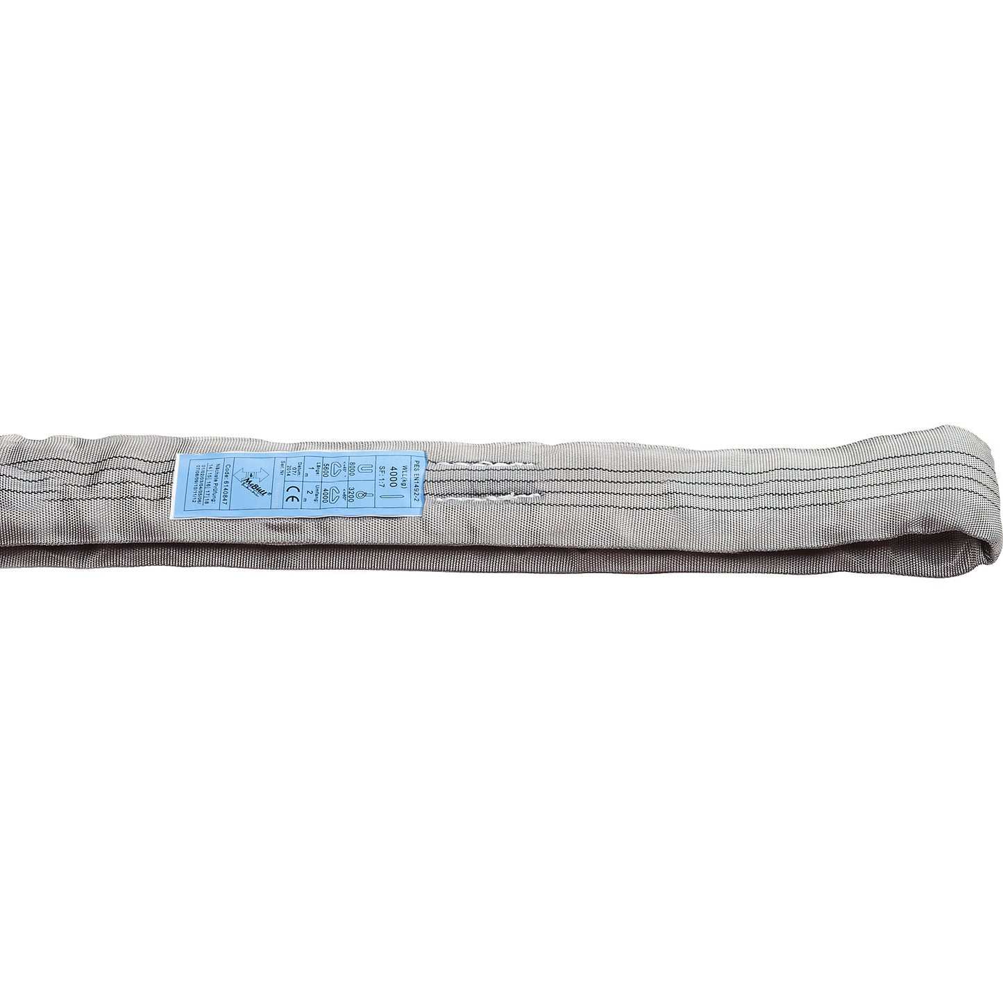 Round sling, max. load single direct 4000 kg, pack of 2, grey, extended length 4000 mm.