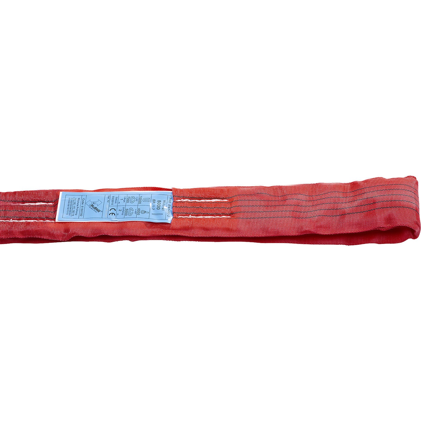 Round sling, max. load single direct 5000 kg, pack of 2, red, extended length 1500 mm.