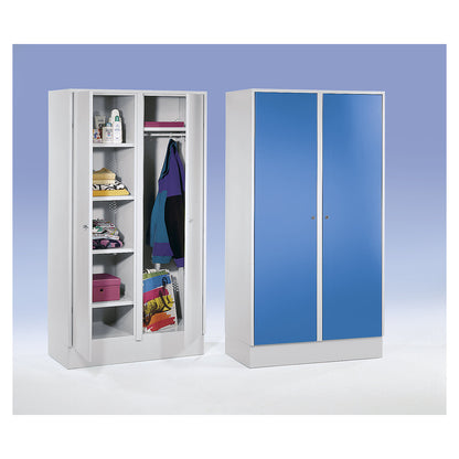 München locker for cleaning products, 4 shelves, 1 clothes rail, W 500 mm, light grey / blue grey.