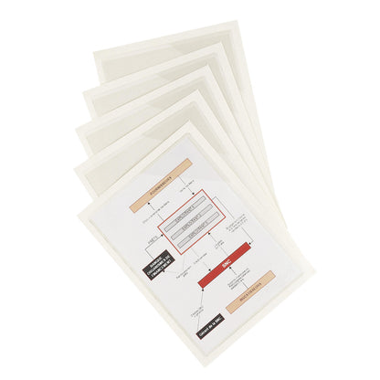Transparent sleeve, self adhesive, A5 format, with corner clamps, pack of 5.
