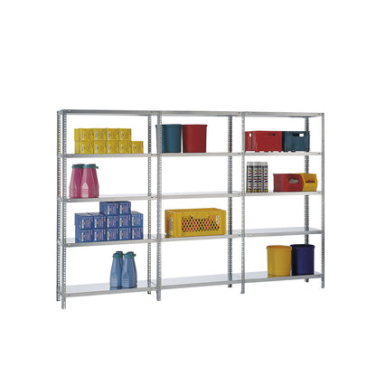 Bolt-together shelving, light duty, double-sided, HxWxD 2500 x 1000 x 800 mm, zinc plated, extension shelf unit.