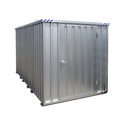 Quick build container, zinc-plated, assembled, with wooden floor, external WxDxH 2100 x 2100 x 2100 mm.