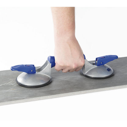 VERIBOR® suction lifter, 2 head aluminium body, max. load 50 kg, disc Ø 120 mm.