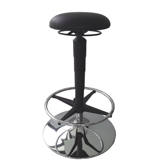 Stool, height adjustable, with foot ring, vinyl cover.