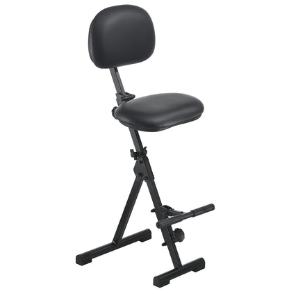 Anti-fatigue stool with rucksack, with floor glides, can be completely disassembled.