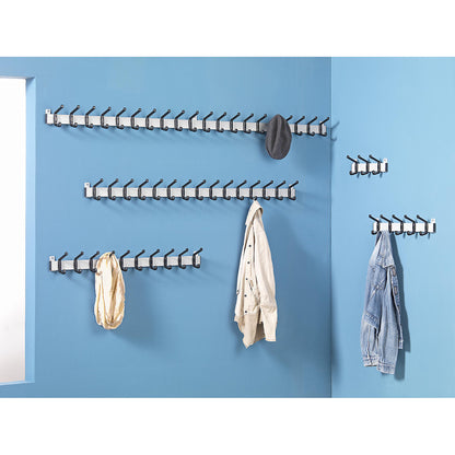 Coat rail, white aluminium, pack of 2, 3 plastic hooks.