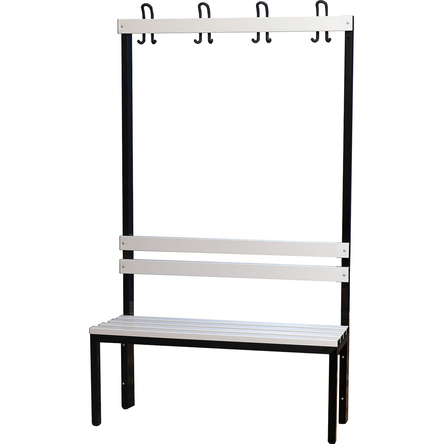 Changing room bench with back rest, single sided, PVC slats, length 1000 mm.