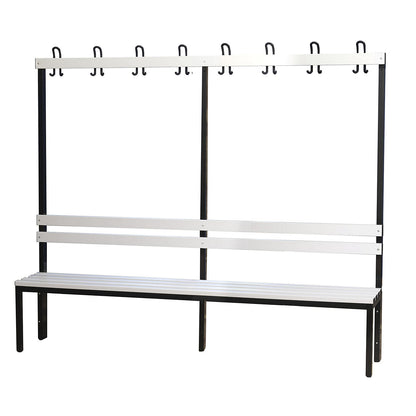 Changing room bench with back rest, single sided, PVC slats, length 2000 mm.