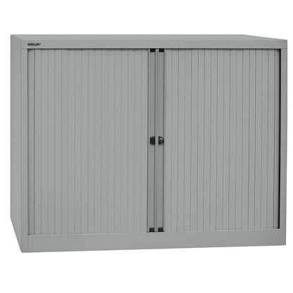 EURO roller shutter cupboard, width 1200 mm, 2 shelves, silver.