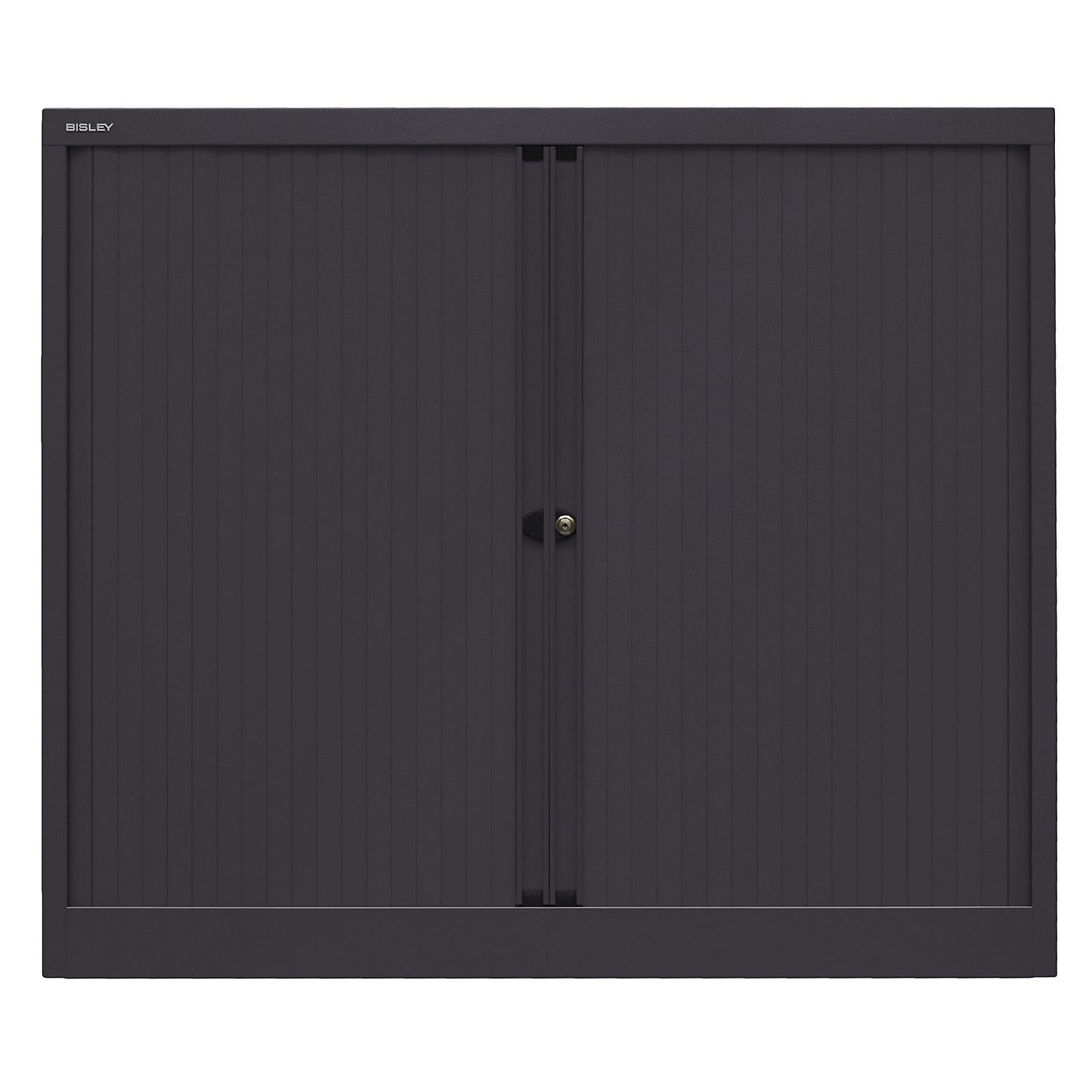 EURO roller shutter cupboard, width 1200 mm, 2 shelves, black.