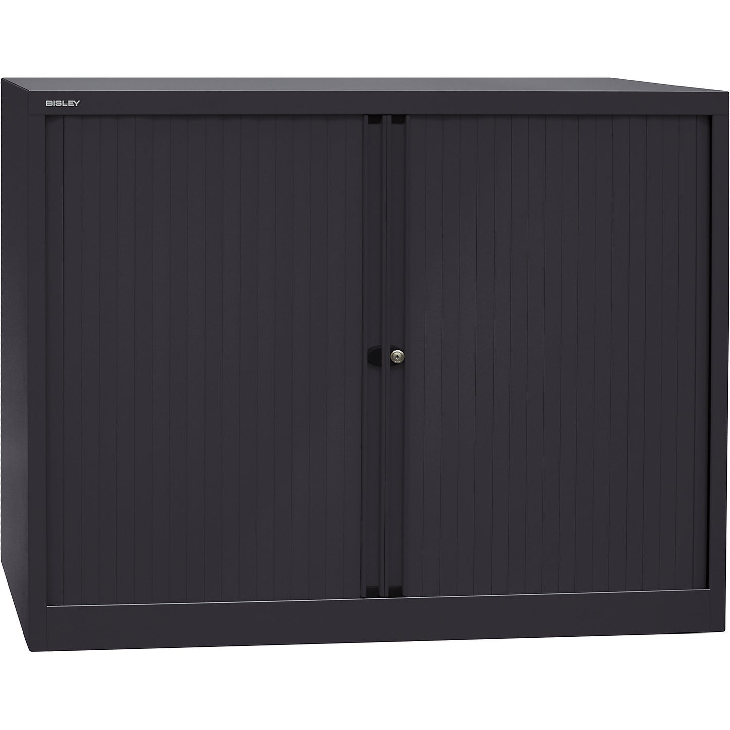 EURO roller shutter cupboard, width 1200 mm, 2 shelves, black.