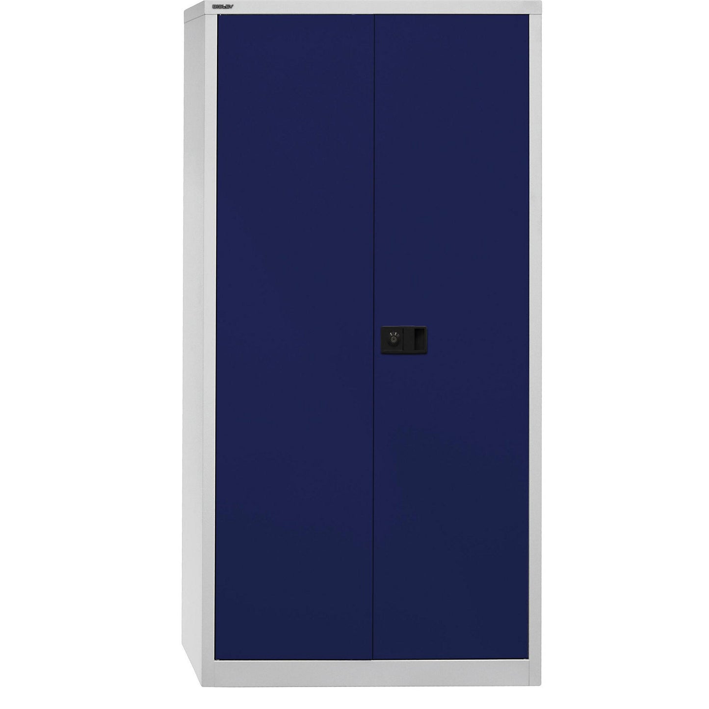 UNIVERSAL double door cupboard, HxWxD 1950 x 914 x 400 mm, with wardrobe insert, light grey / Oxford blue.