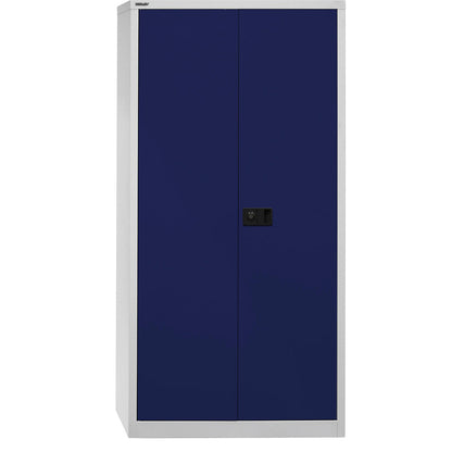 UNIVERSAL double door cupboard, HxWxD 1950 x 914 x 400 mm, with wardrobe insert, light grey / Oxford blue.