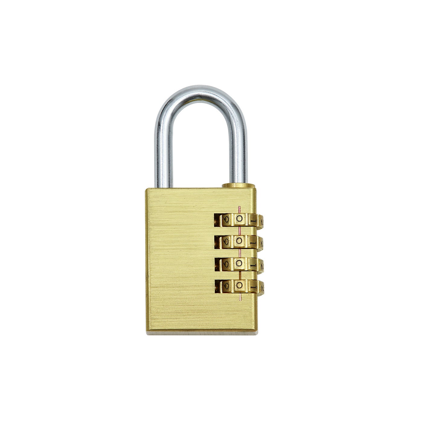 Combination lock, brass, 4 digit, pack of 12, bar thickness 6.3 mm.