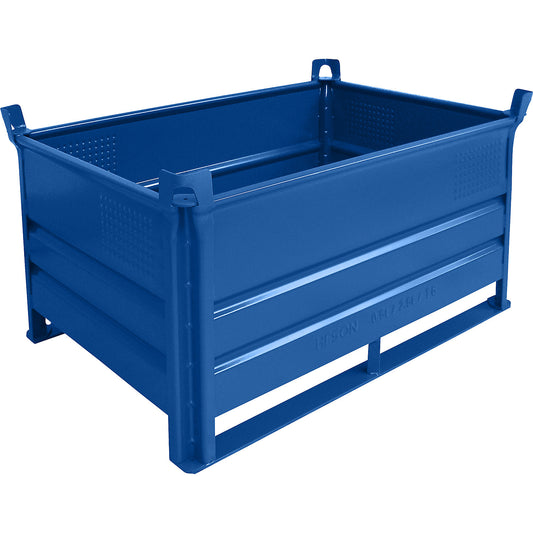 Stacking container with runners, LxW 1200 x 800 mm, max. load 2000 kg, blue, 1+ items.