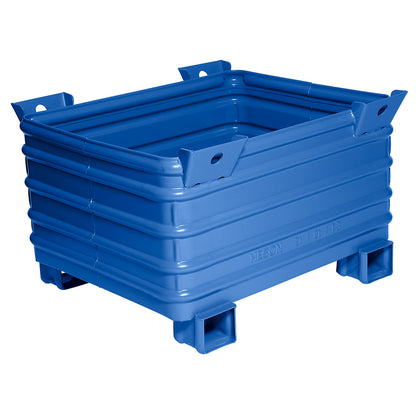 Heavy duty box pallet, WxL 800 x 1000 mm, with U-shaped feet, painted blue, 1+ items.
