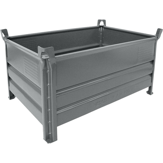 Solid panel box pallet, WxL 800 x 1200 mm, max. load 500 kg, grey, 1+ items.