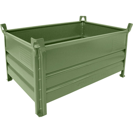 Solid panel box pallet, WxL 800 x 1200 mm, max. load 1000 kg, green, 1+ items.