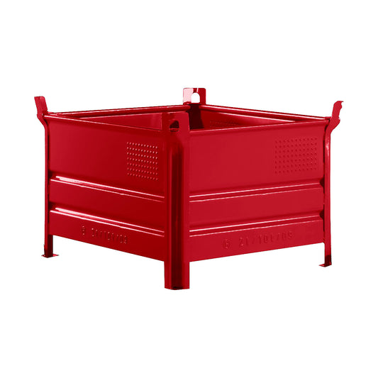 Solid panel box pallet, WxL 800 x 1000 mm, max. load 2000 kg, red, 1+ items.