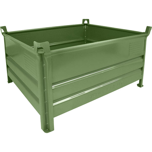 Solid panel box pallet, WxL 1000 x 1200 mm, max. load 2000 kg, green, 1+ items.