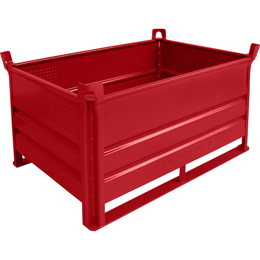 Stacking container with runners, LxW 1200 x 800 mm, max. load 2000 kg, red, 1+ items.
