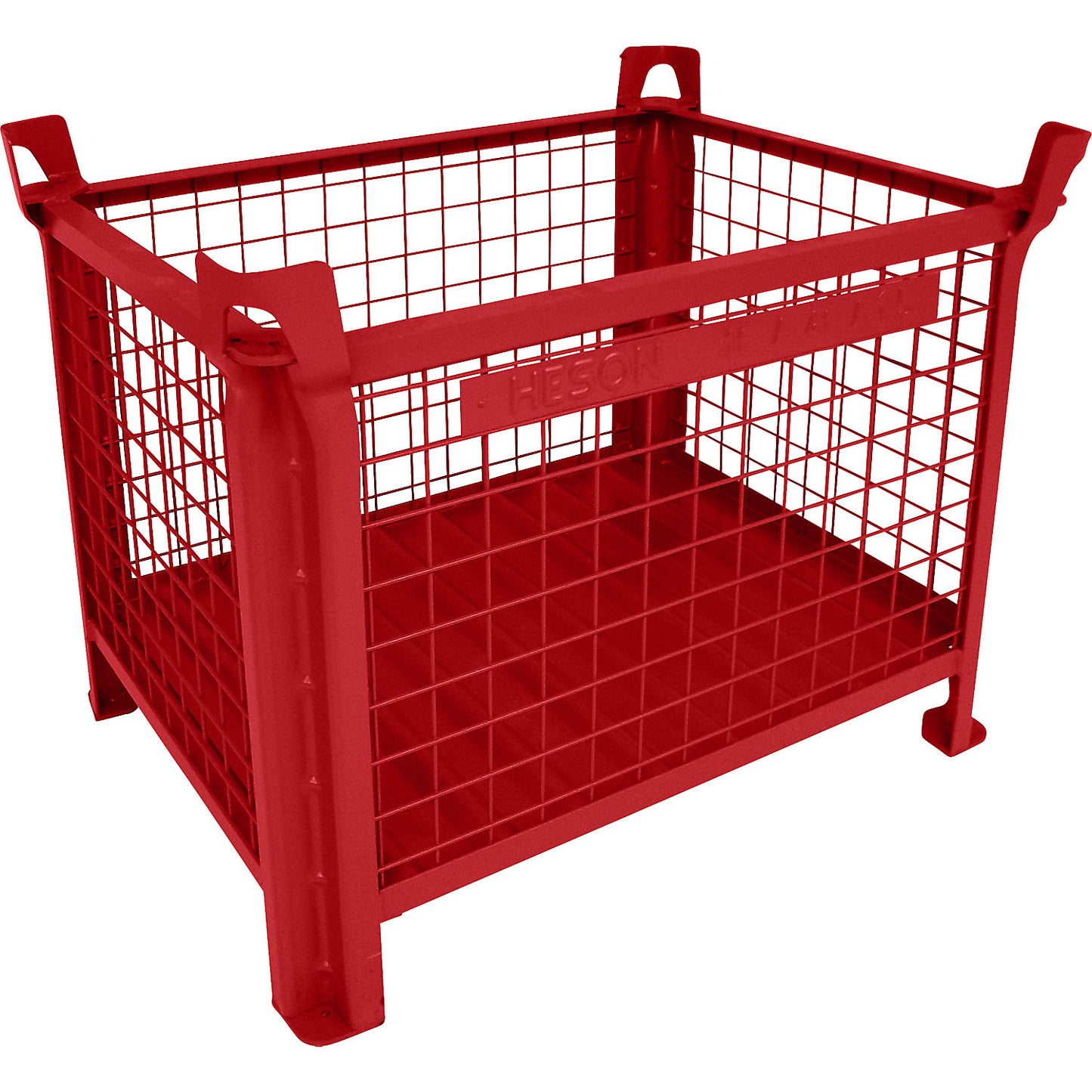 Box pallet with sheet steel base, LxW 800 x 600 mm, painted red.