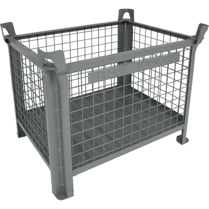 Box pallet with sheet steel base, LxW 800 x 600 mm, painted grey.