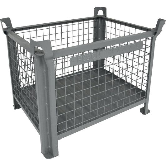 Box pallet with sheet steel base, LxW 800 x 600 mm, painted grey.