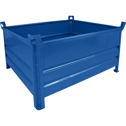 Solid panel box pallet, WxL 1000 x 1200 mm, max. load 1000 kg, blue, 1+ items.