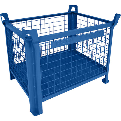 Box pallet with sheet steel base, LxW 800 x 600 mm, painted blue.