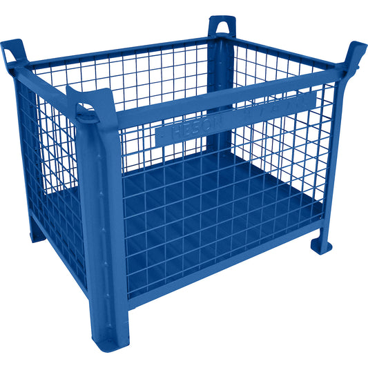 Box pallet with sheet steel base, LxW 800 x 600 mm, painted blue.