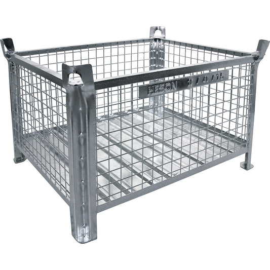 Box pallet with sheet steel base, LxW 1200 x 800 mm, zinc plated.