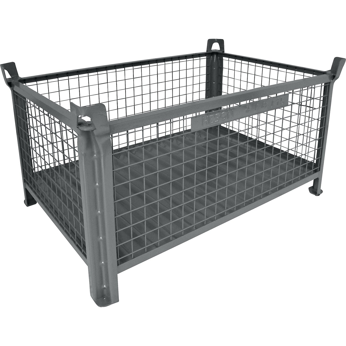 Box pallet with sheet steel base, LxW 1200 x 800 mm, painted grey.