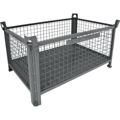 Box pallet with sheet steel base, LxW 1200 x 800 mm, painted grey.