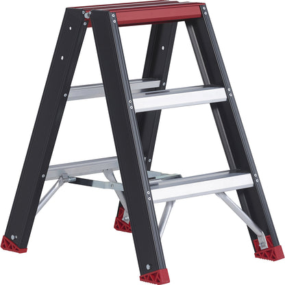 Safety step ladder, double sided access, 2 x 3 steps.