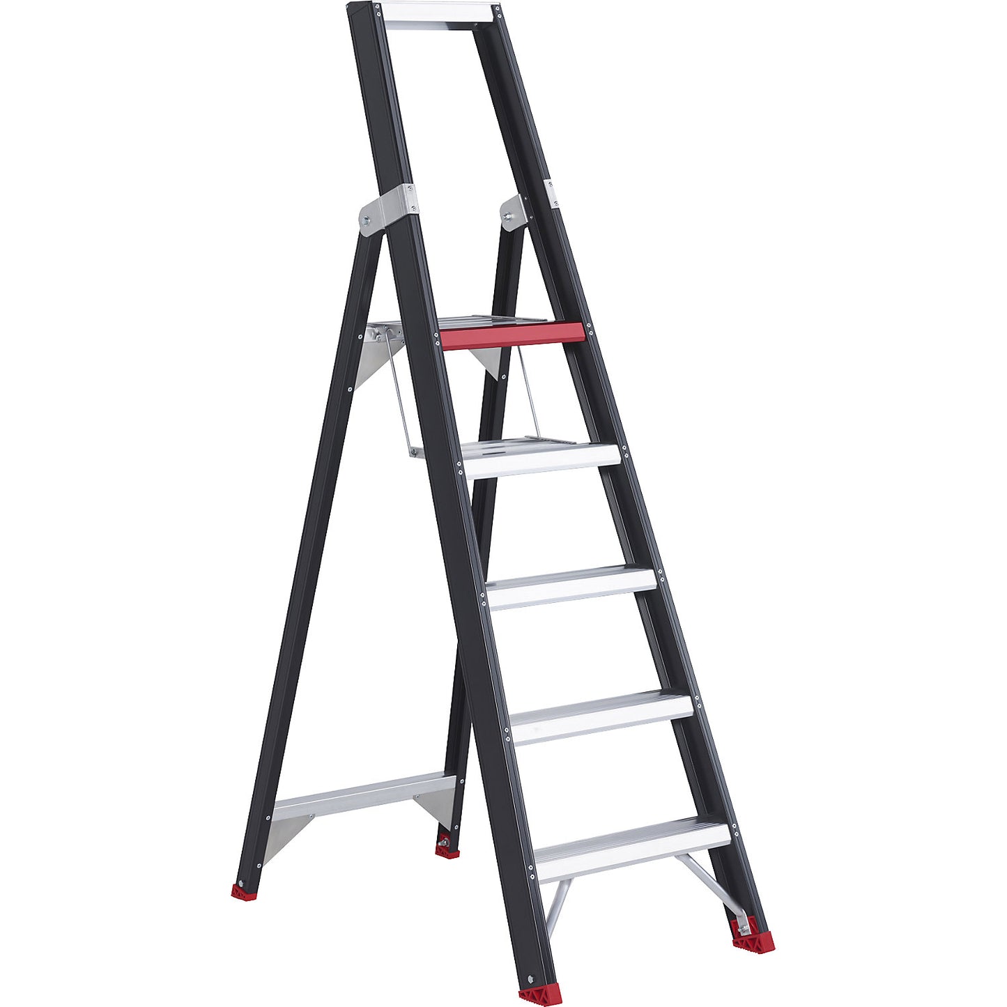 Safety step ladder, single sided access, 5 steps incl. platform.