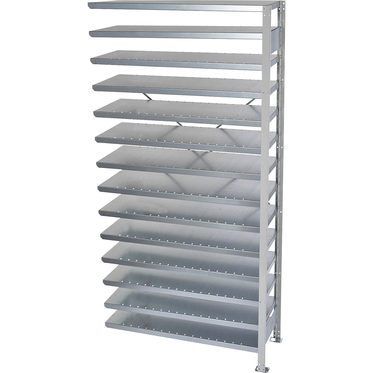 Boltless shelving unit for shelf bins, HxW 2100 x 1000 mm, extension shelf unit, depth 400 mm, without bins.
