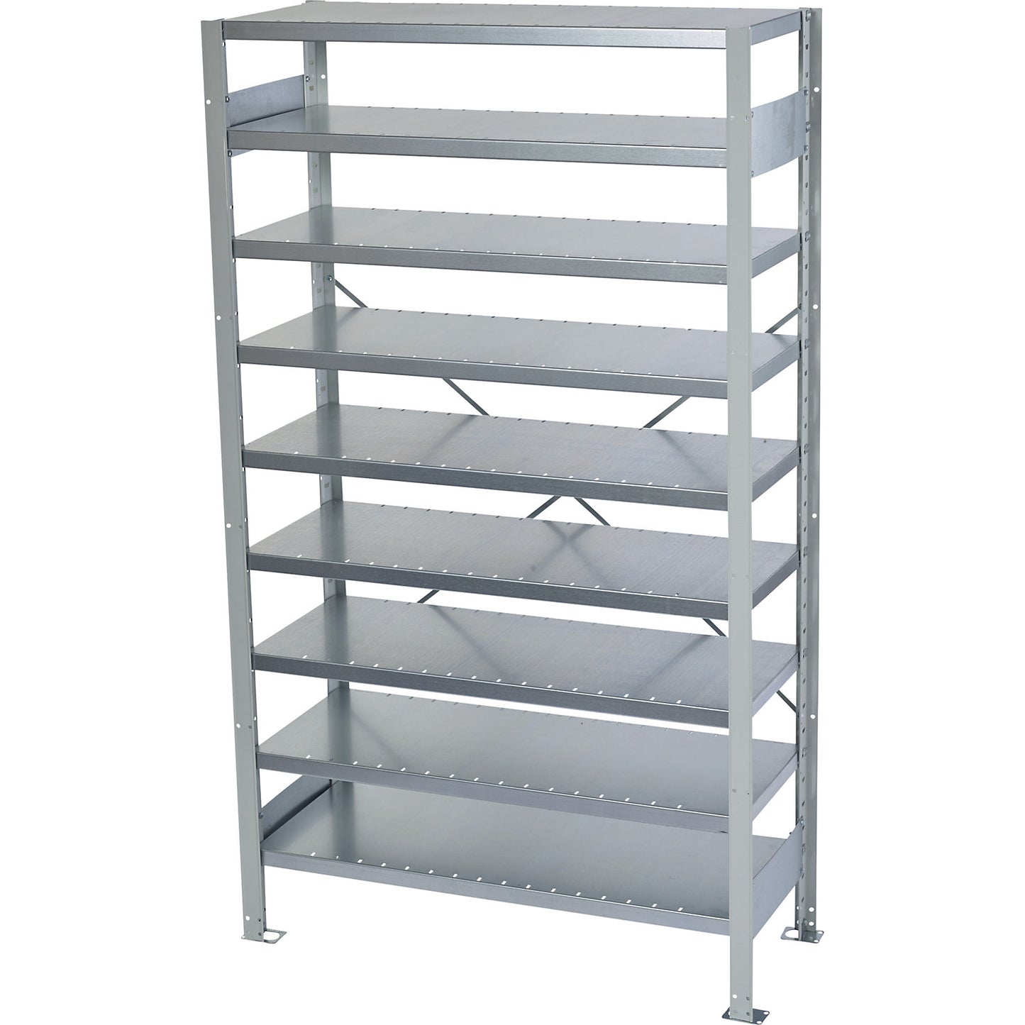 Boltless shelving unit for shelf bins, HxW 1790 x 1000 mm, basic shelf unit, depth 400 mm, without boxes, 9 shelves.