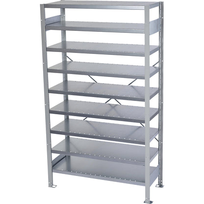 Boltless shelving unit for shelf bins, HxW 1790 x 1000 mm, extension shelf unit, depth 400 mm, without bins, 9 shelves.
